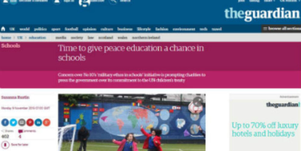 Guardian peace education article snapshot