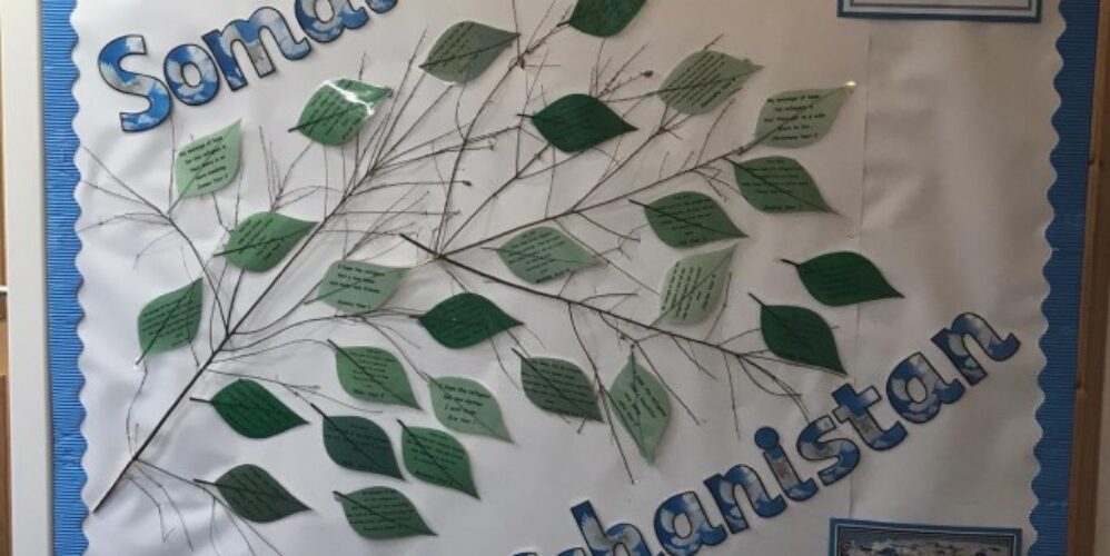 picture of school display of leaves on a tree