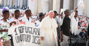 pope francis with refugees