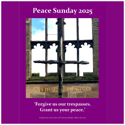 Peace Sunday graphic with cross in window